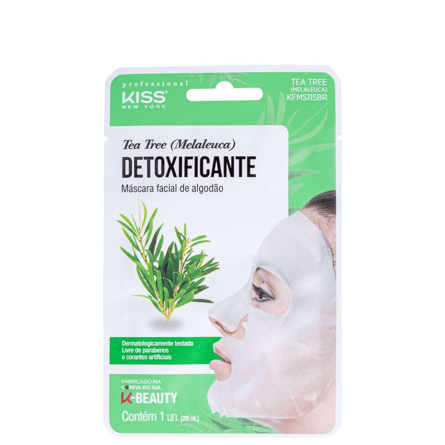 Máscara Facial Kiss New York Tea Tree Detoxificante 20ml