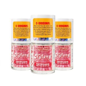 Kit 3 Bases Top Beauty Nylong Fortificador para Unhas com Fios de Nylon 7ml