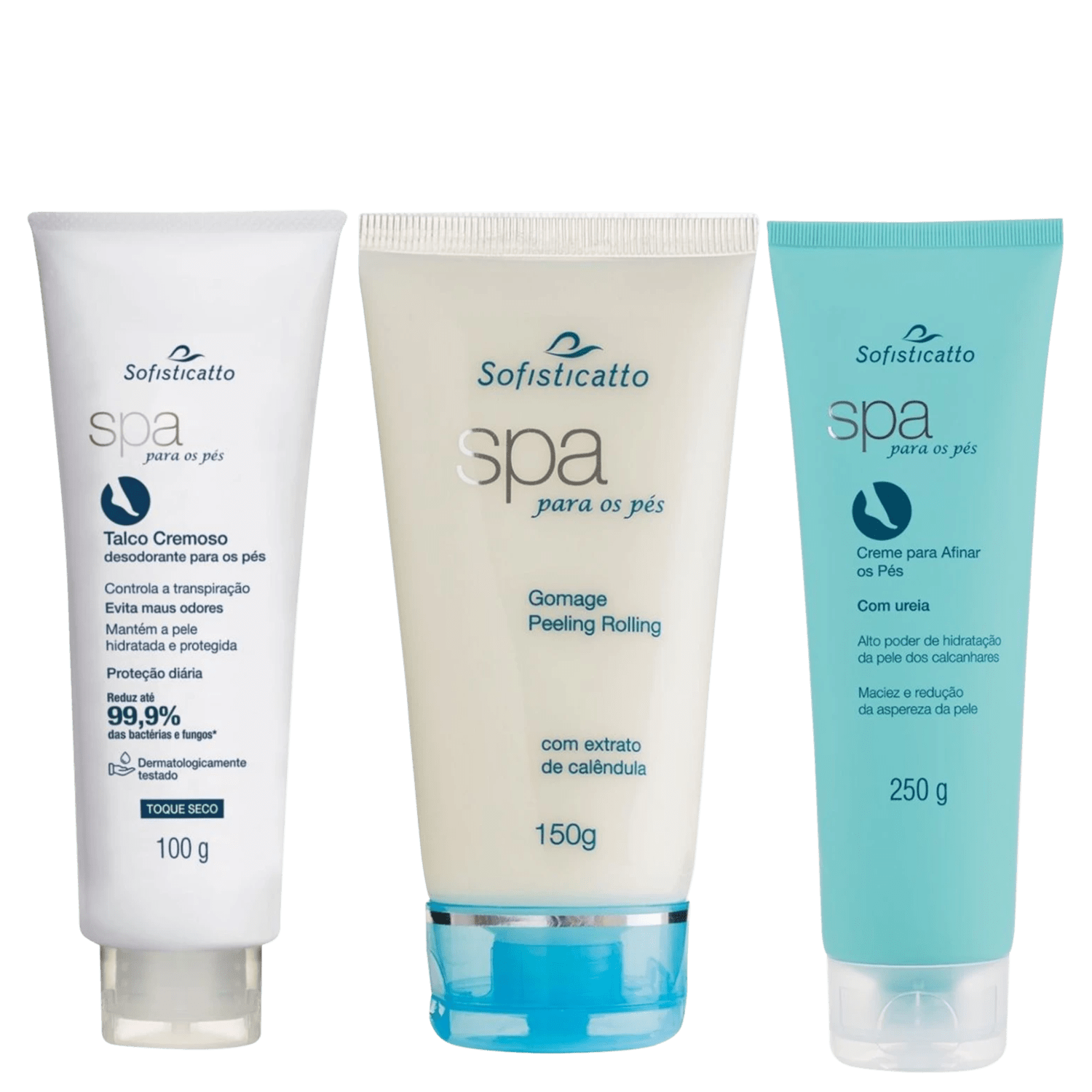 Kit 3 Cremes de Pé com Ureia Hidrata Esfolia e Desodorante Evita Rachadura e Chulé 1 Unidade