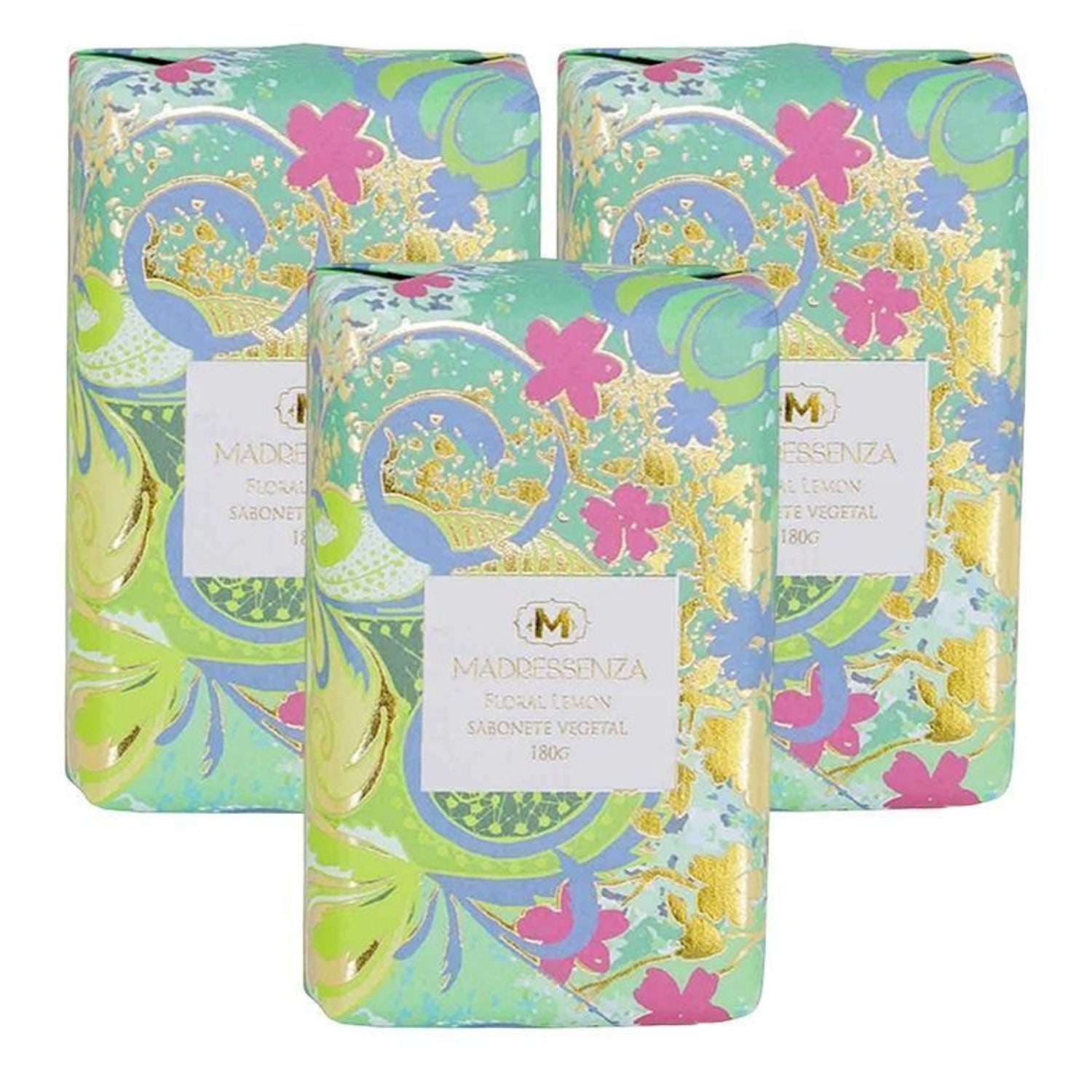 Kit Sabonetes em Barra Madressenza Floral Lemon 3x180g