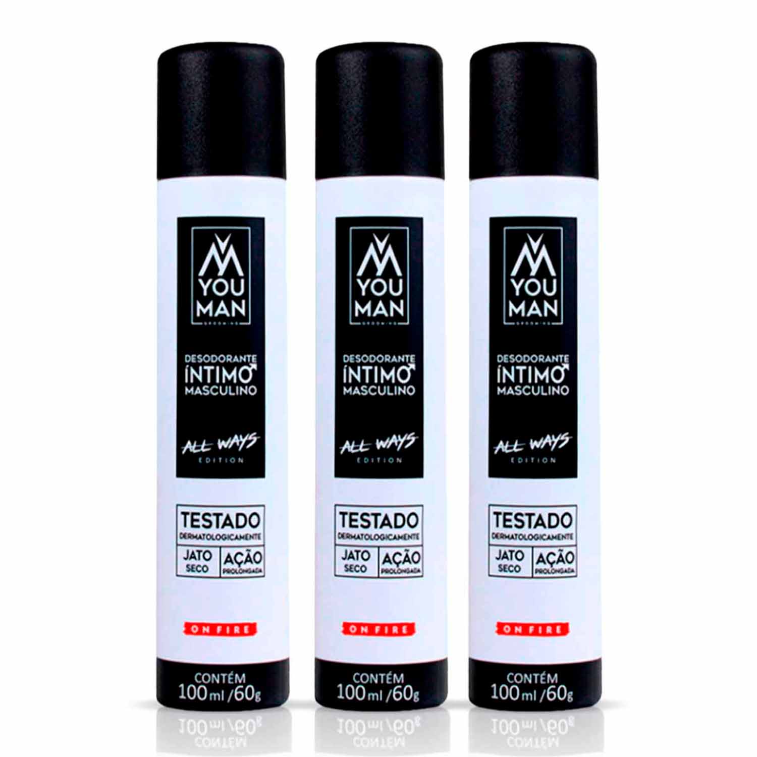 Kit Desodorante Íntimo Masculino You Man All Ways 3 unidades 100ml