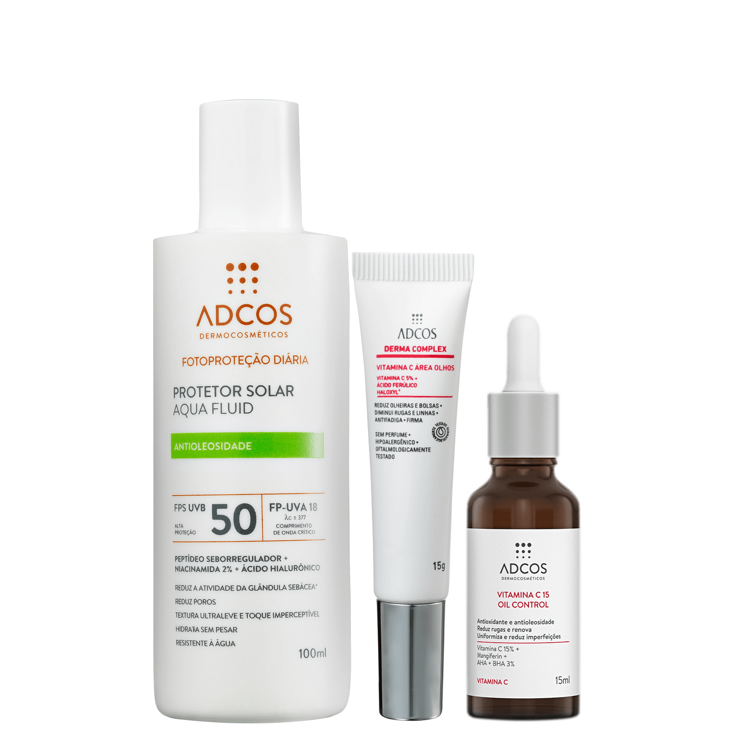 Kit Adcos Aqua Fluid Derma Complex Vitamina C 15 3 Produtos