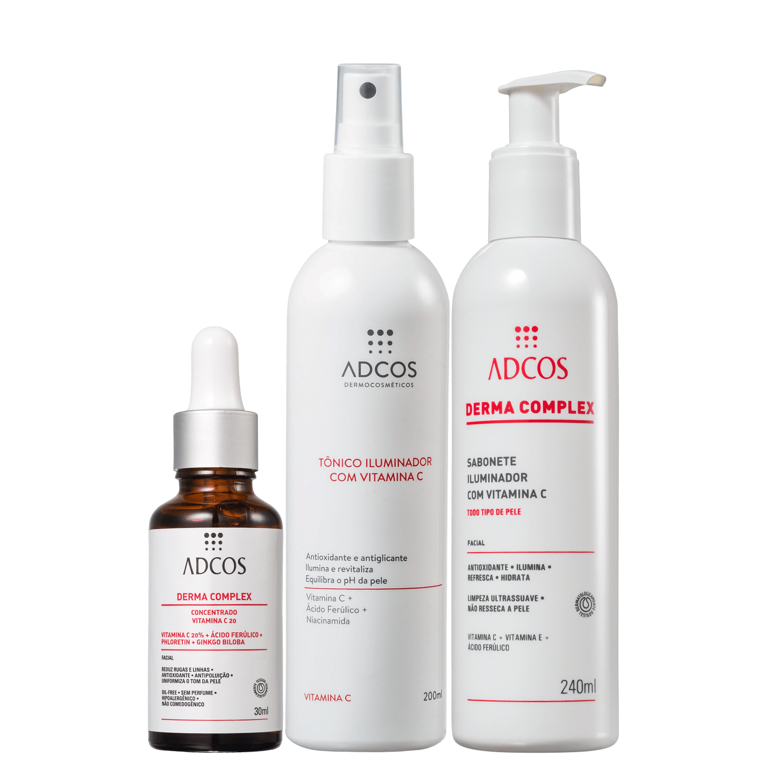 Kit Adcos de Tratamento Facial Intensivo de Vitamina C 3 Produtos