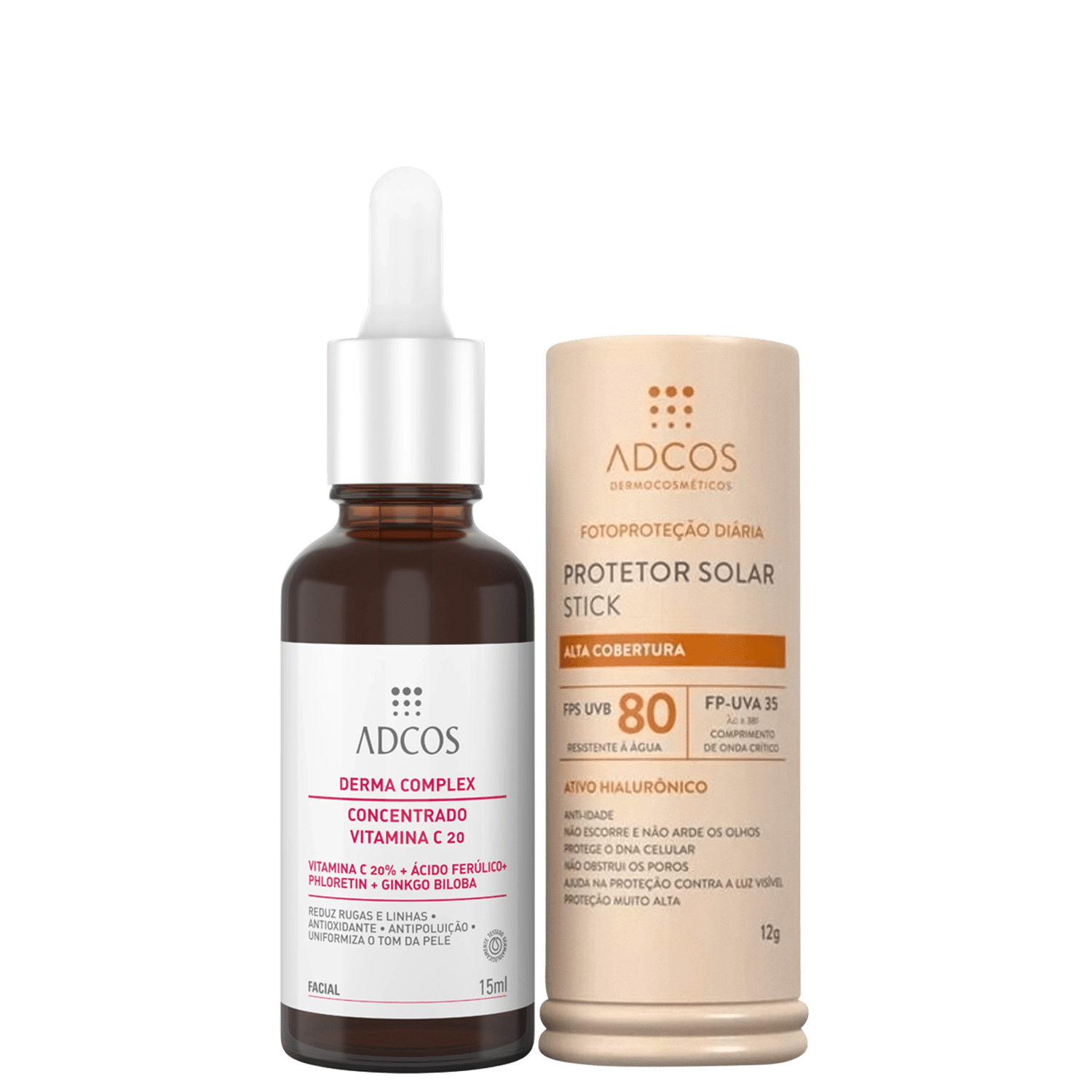 Kit Adcos Derma Complex Stick FPS80 Nude 2 Produtos