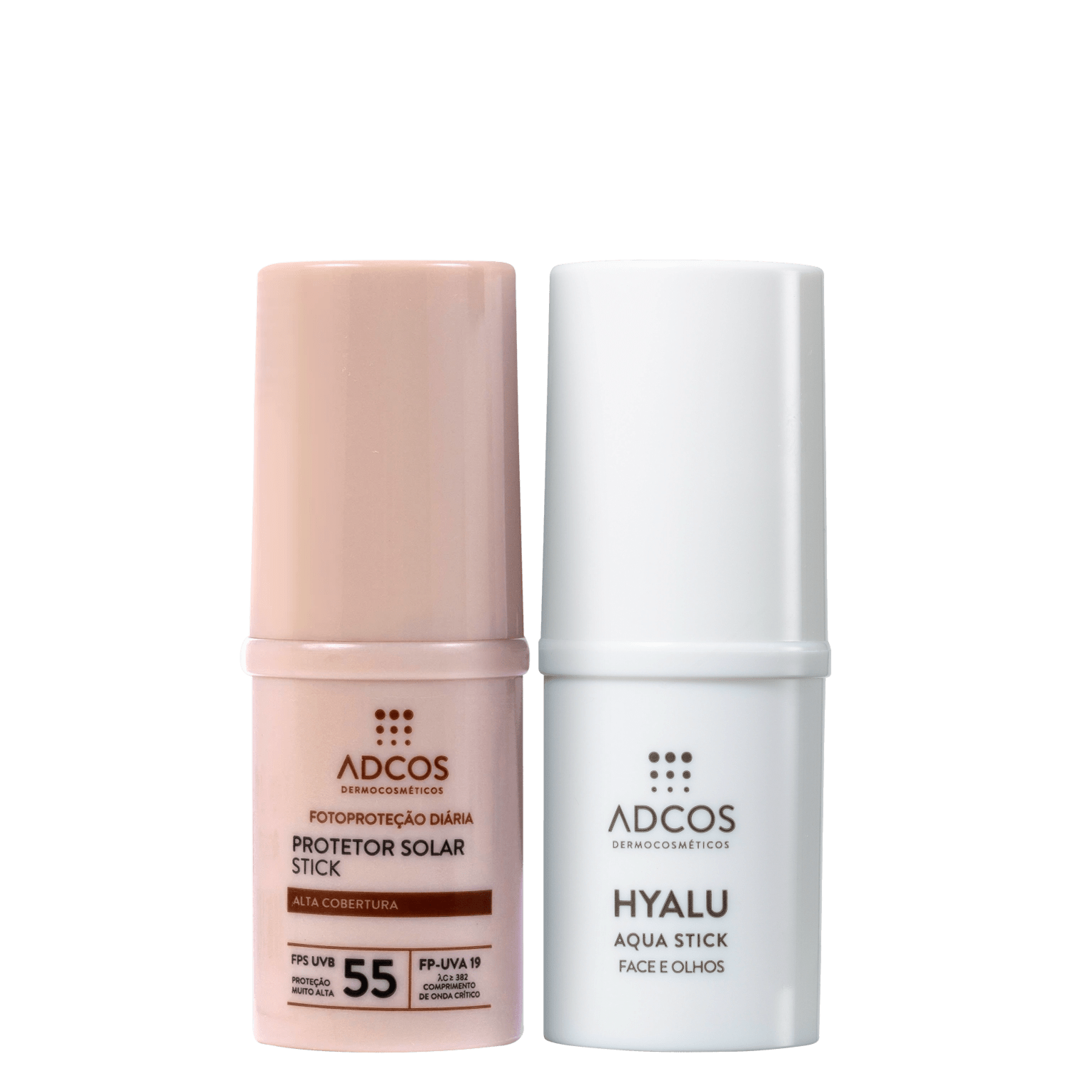 Kit Adcos Hyalu Aqua Stick Fotoproteção Diária Stick FPS 55 Ivory 2 Produtos