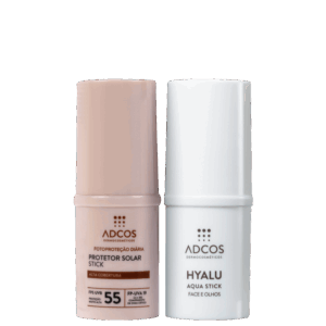 Kit Adcos Hyalu Aqua Stick Fotoproteção Diária Stick FPS 55 Peach 2 Produtos