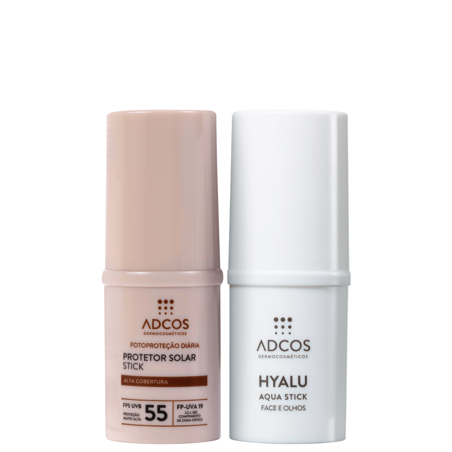 Kit Adcos Hyalu Aqua Stick Fotoproteção Diária Stick FPS 55 Peach 2 Produtos