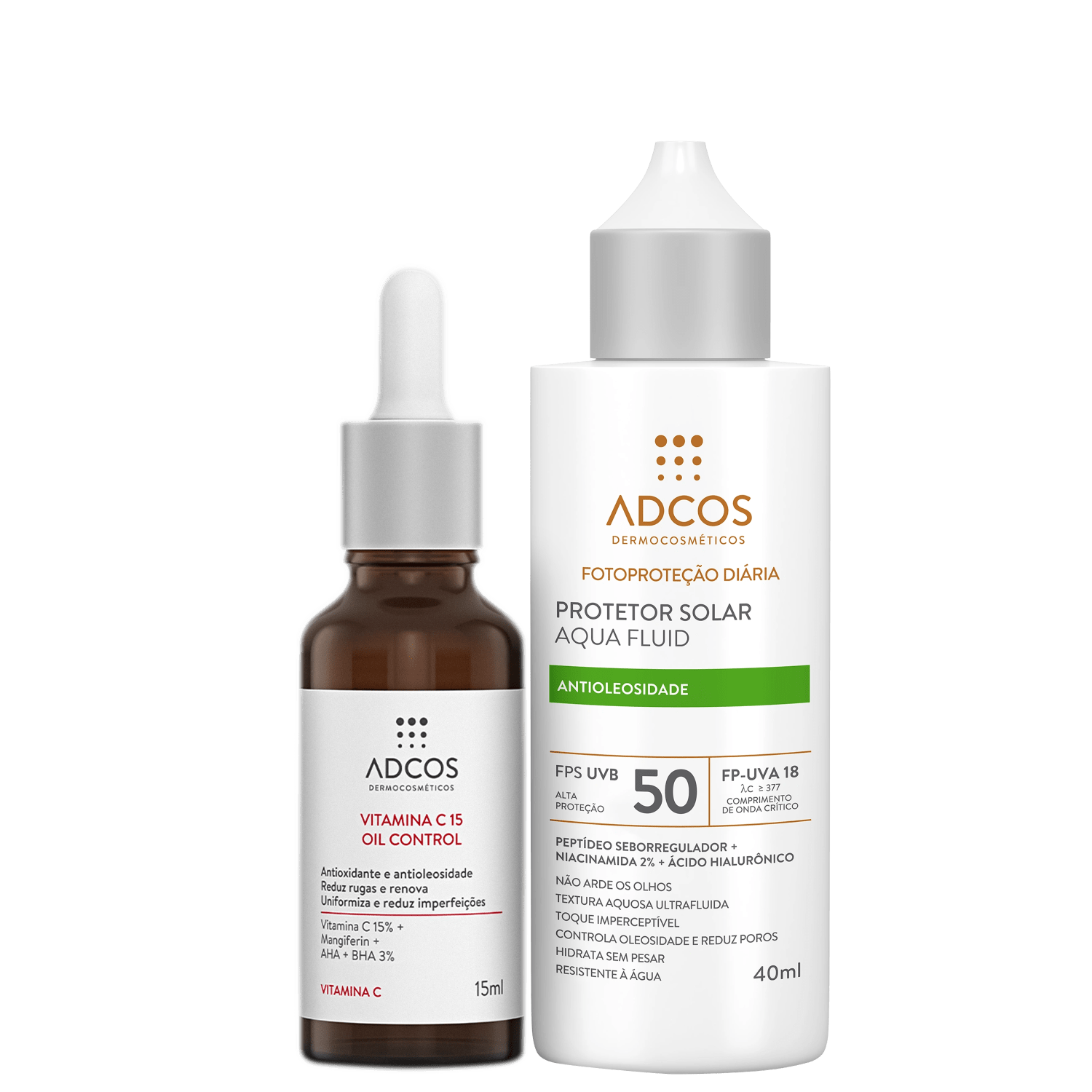 Kit Adcos Vitamina C 15 Aqua Fluid FPS50 Incolor 2 Produtos