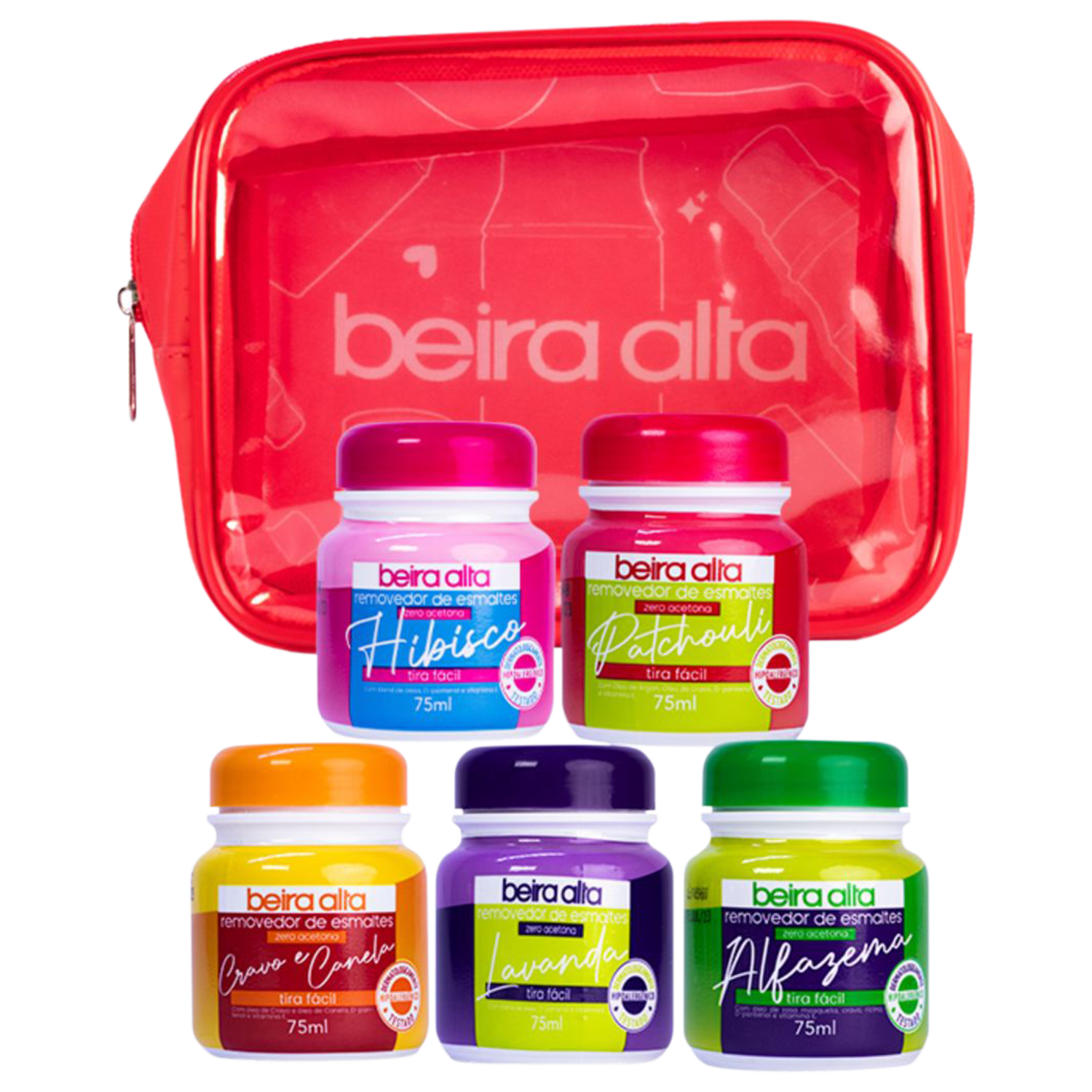 Kit Removedor de Esmalte Beira Alta Tira Fácil Amor 5 Removedores 75ml