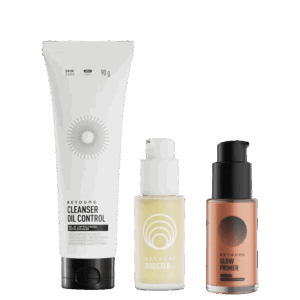 Kit Skincare Beyoung Básico Bronze Cleanser Oil Control 90g Booster 30ml Glow Primer Bronze 30ml 3 unidades
