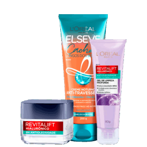 Kit Beleza na Web L’Oréal Paris Revitalift Hialurônico & Elseve L’Oréal Paris Cachos dos Sonhos 3 Produtos Kit Beleza na Web L’Oréal Paris Revitalift Hialurônico & Elseve L’Oréal Paris Cachos dos Sonhos 3 Produtos