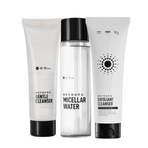 Kit Skincare Beyoung Exfoliant Cleanser Esfoliante Água Micelar Gel de Limpeza 3 unidades