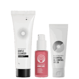 Kit Beyoung Pele até 5 Anos Mais Jovem Aging Care 30ml Gentle Cleanser 90g Essential Oil Control FPS 30 40g