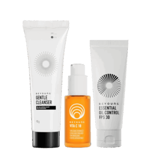Kit Skincare Beyoung Antioxidante Vita C 18 30ml Gentle Cleanser 90g Essential Oil Control FPS 30 40g 3 unidades