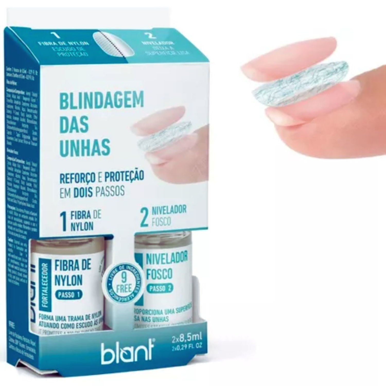 Kit Blindagem Unhas Fortalecedor Fibra Nylon Nivelador Fosco 1 Kit