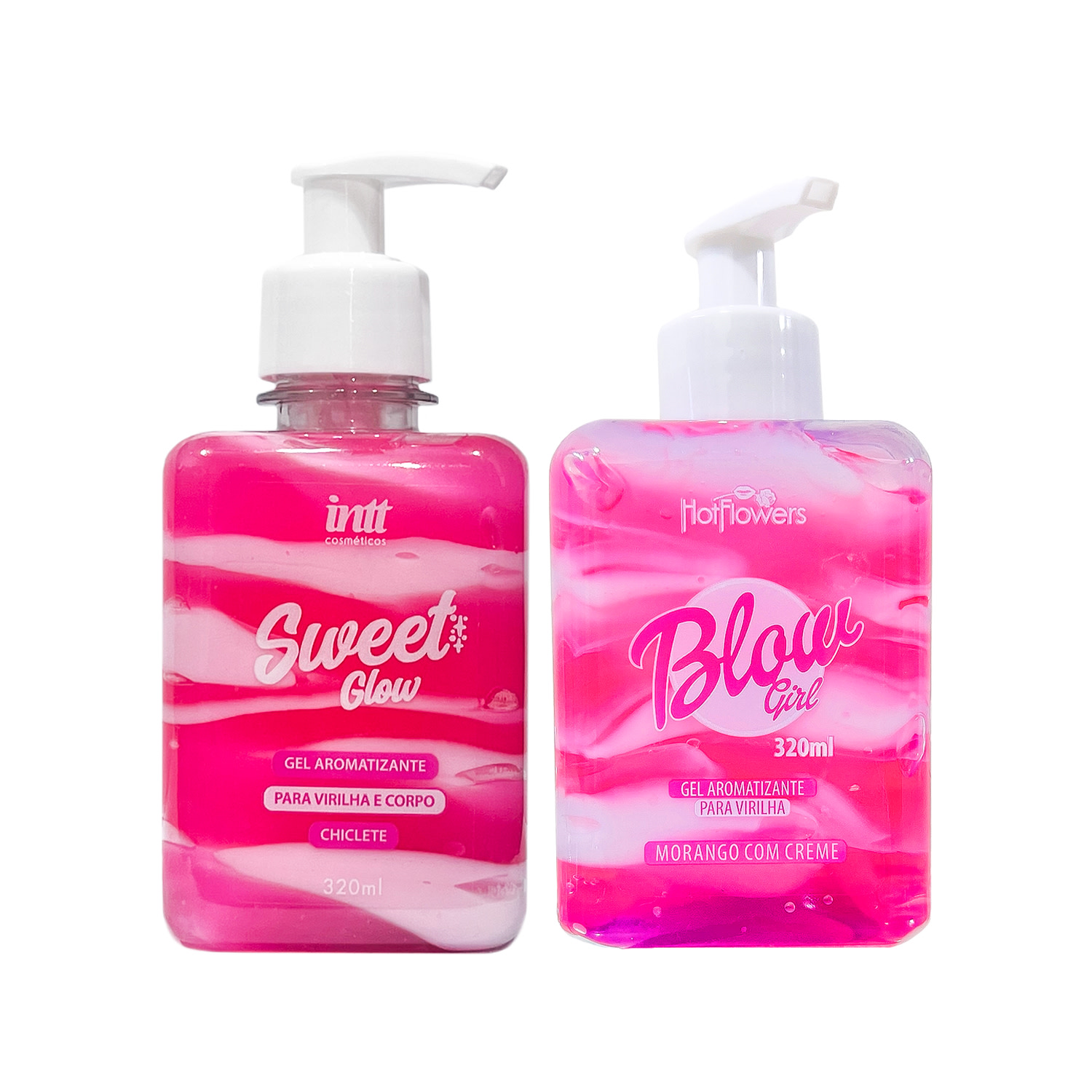 Kit Hidratante Blow Girl e Sweet Glow Aveludado Morango e Chiclete Região Pélvica e Virilha 320ml