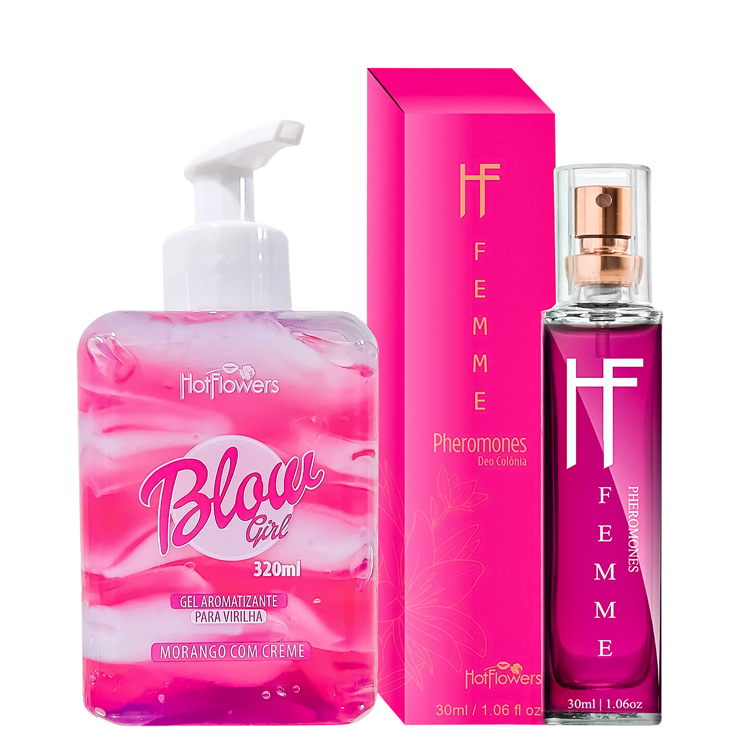 Kit Hidratante Blow Girl Aveludado Beijável Região Pélvica e Virilha + Perfume com Feromônios 2 Produtos