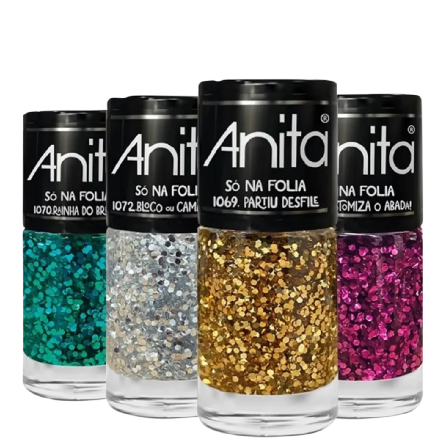 Kit com 4 Esmaltes Anita Coleção Só Na Folia 4un