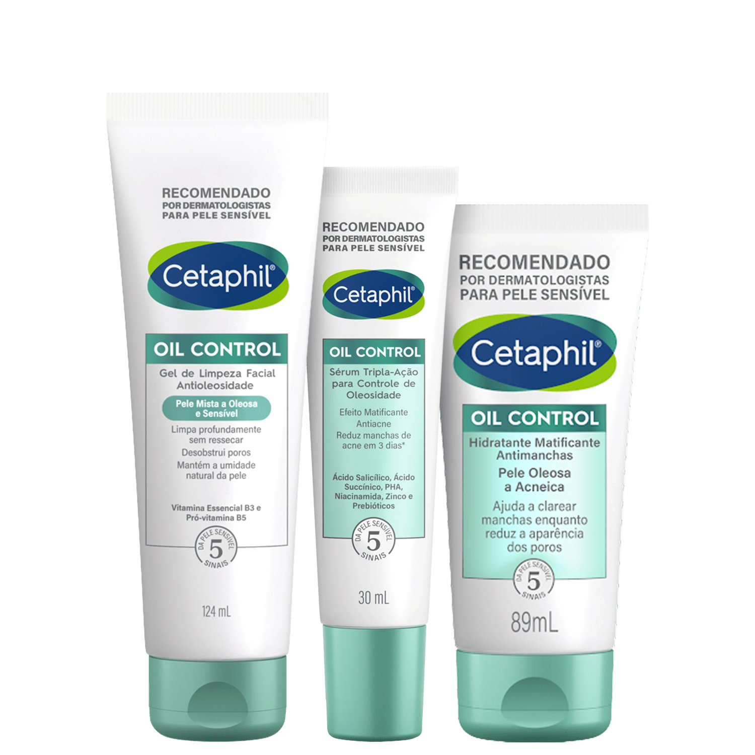 Kit Cetaphil Oil Control Pele Mista a Oleosa e Sensível 3 Produtos