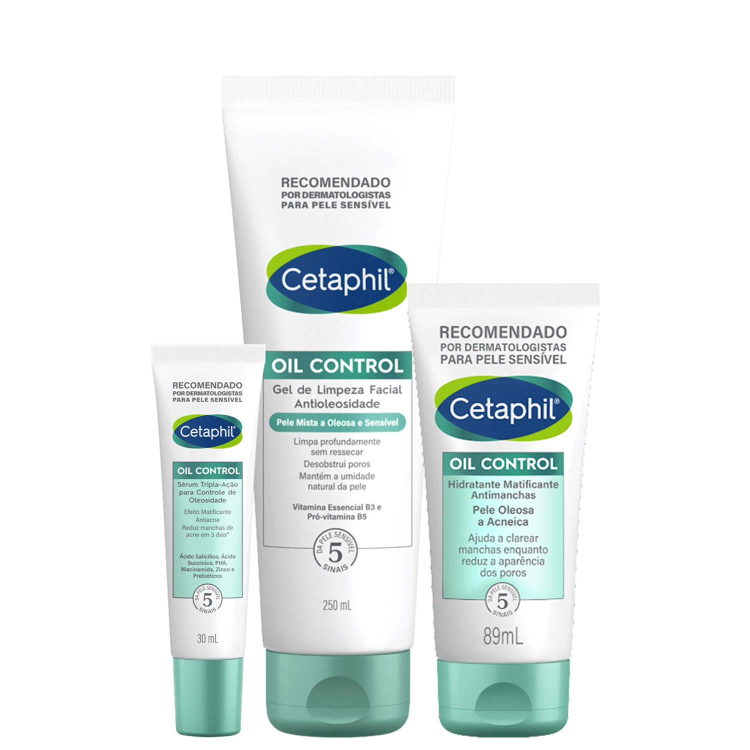 Kit Cetaphil Oil Control Pele Mista a Oleosa e Sensível Plus 3 Produtos