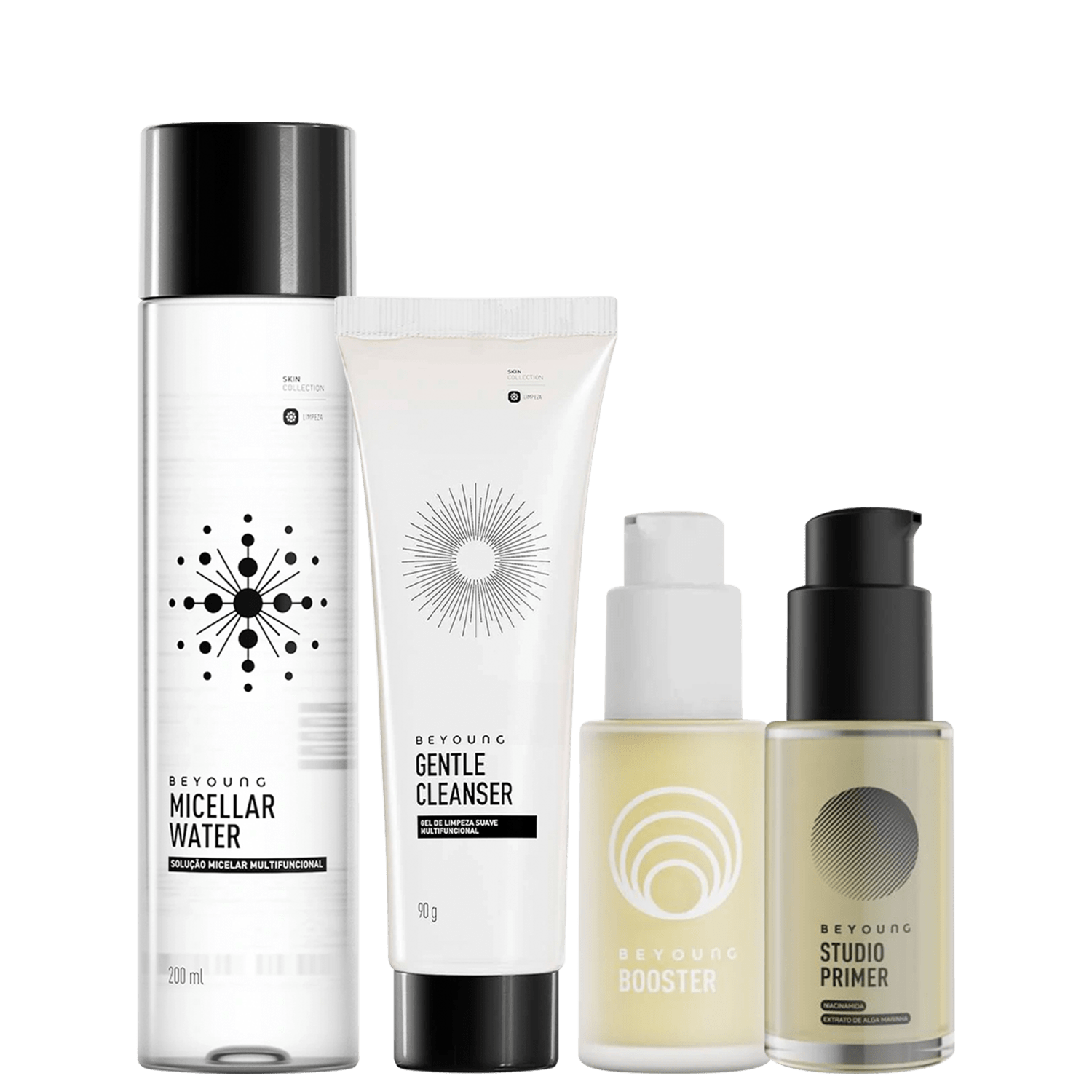 Kit Beyoung Matte Clássicos Booster 30ml Micellar Water 200ml Gentle Cleanser 90g Studio Primer 30ml