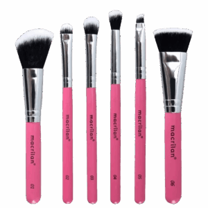 Kit Pincel Macrilan KP10-2 Travel Beauty Profissionais e Necessaire 6 Pincéis