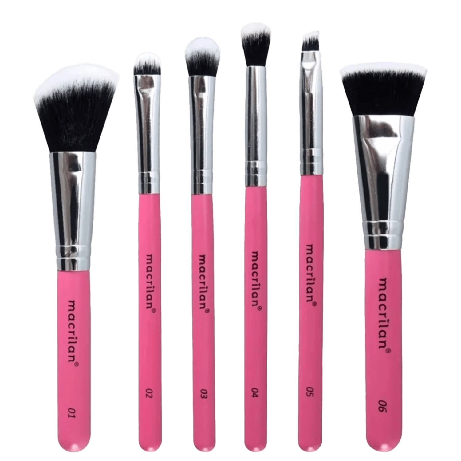 Kit Pincel Macrilan KP10-2 Travel Beauty Profissionais e Necessaire 6 Pincéis