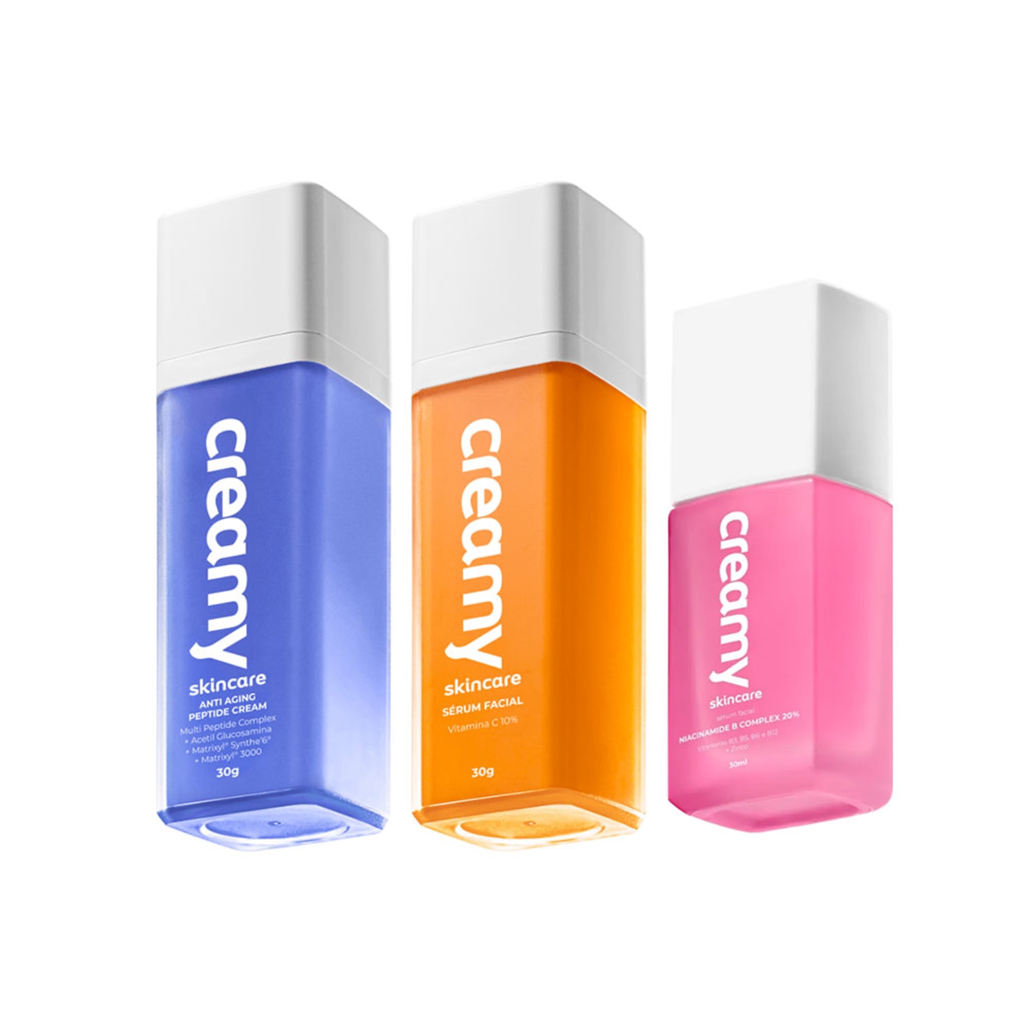 Kit Creamy Peptide Cream Vitamina C Niacinamide B Complex 20% 3 Produtos