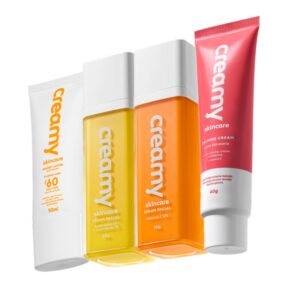 Kit Creamy Protetor Facial FPS 60 Lático Vitamina C Hidratante Calming Cream 4 Produtos
