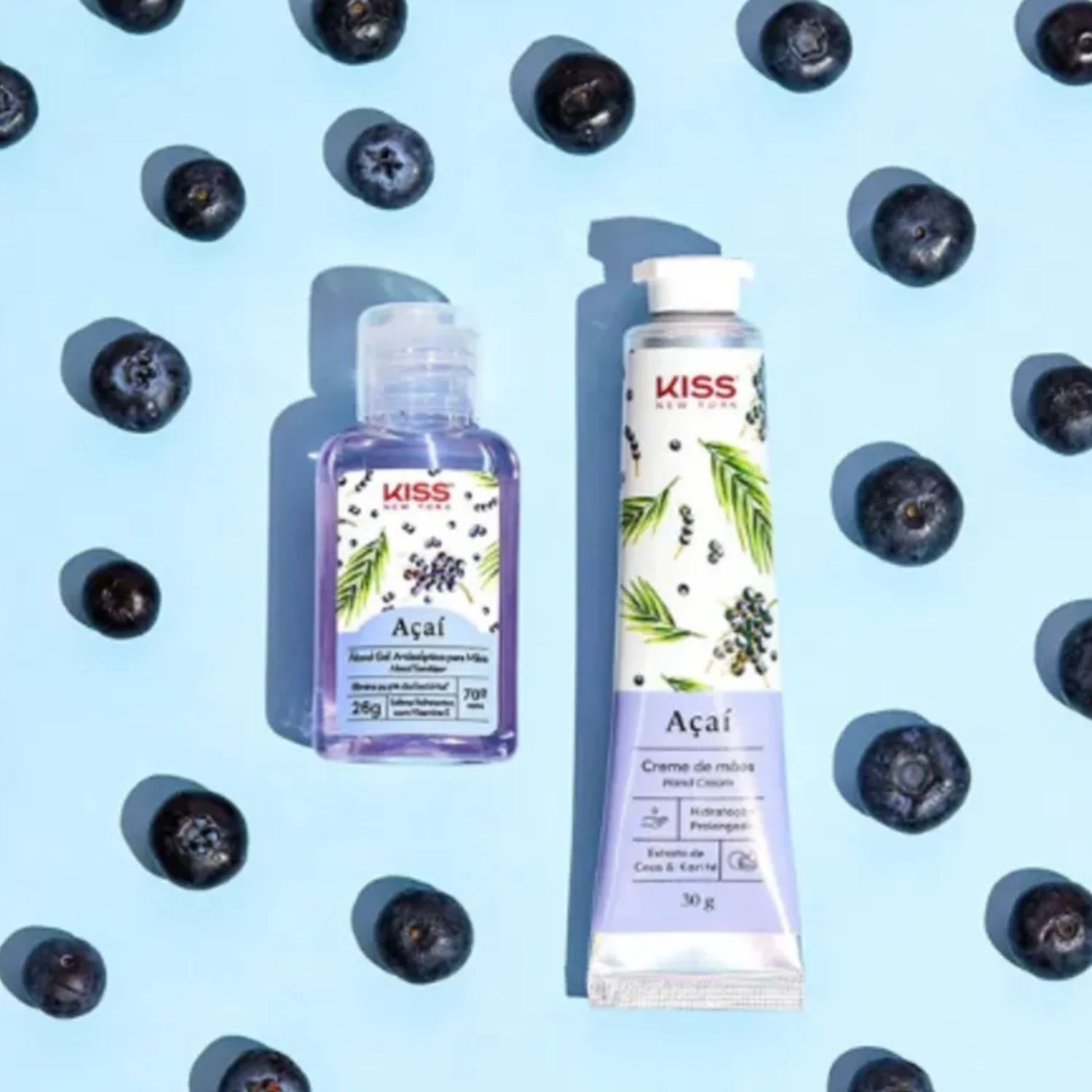 Kit Creme para as Mãos Álcool em Gel Açaí Kiss New York 1 Kit