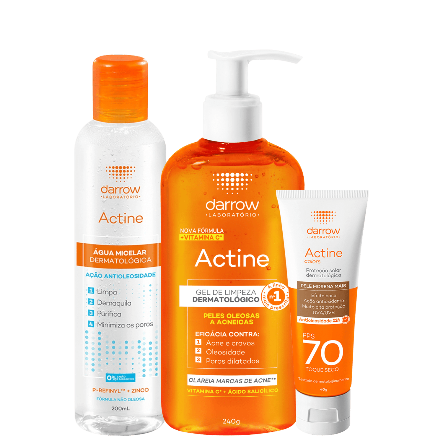 Kit Darrow Actine Colors FPS70 Pele Morena Mais 3 Produtos