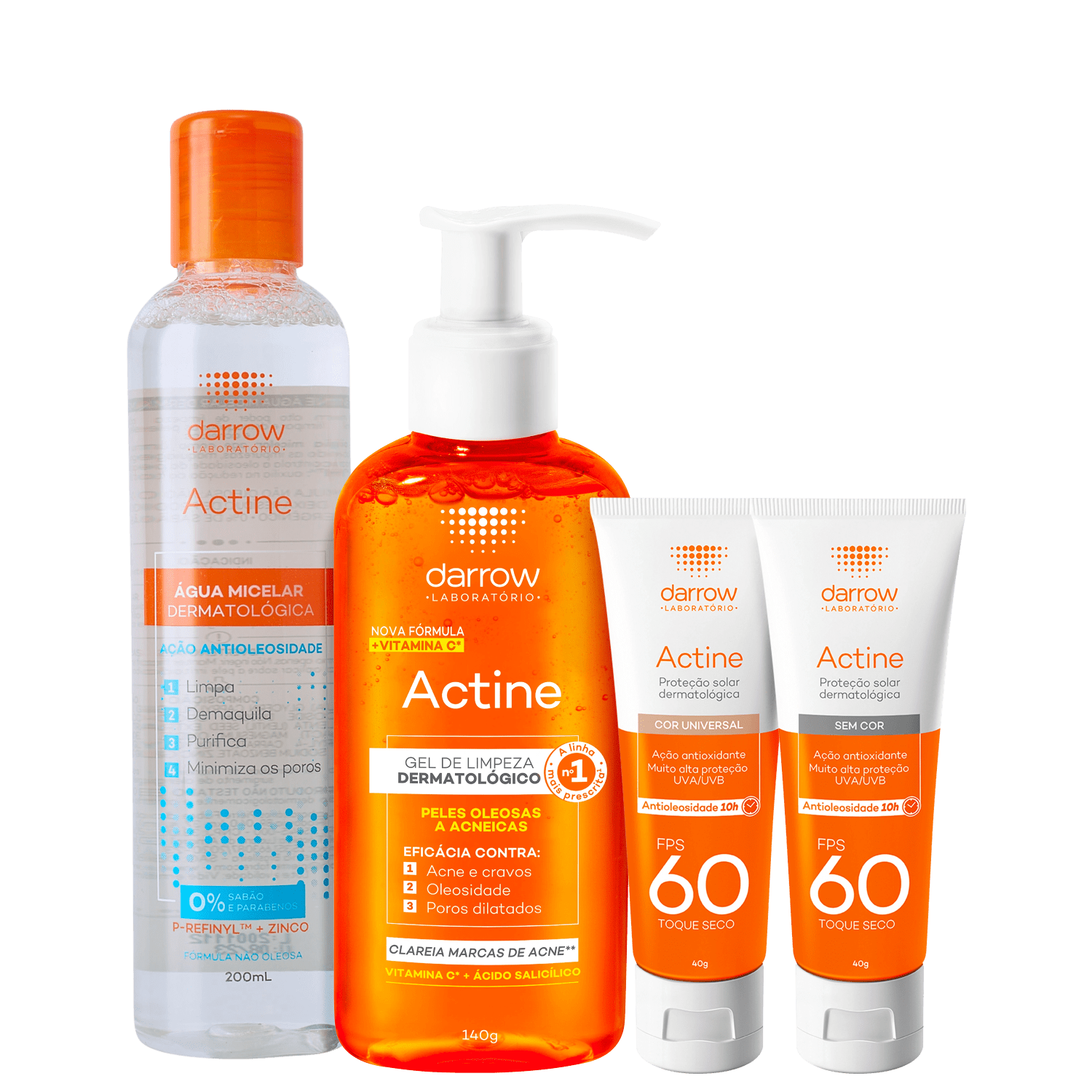 Kit Darrow Actine Limpeza & Proteção Quarteto 4 Produtos