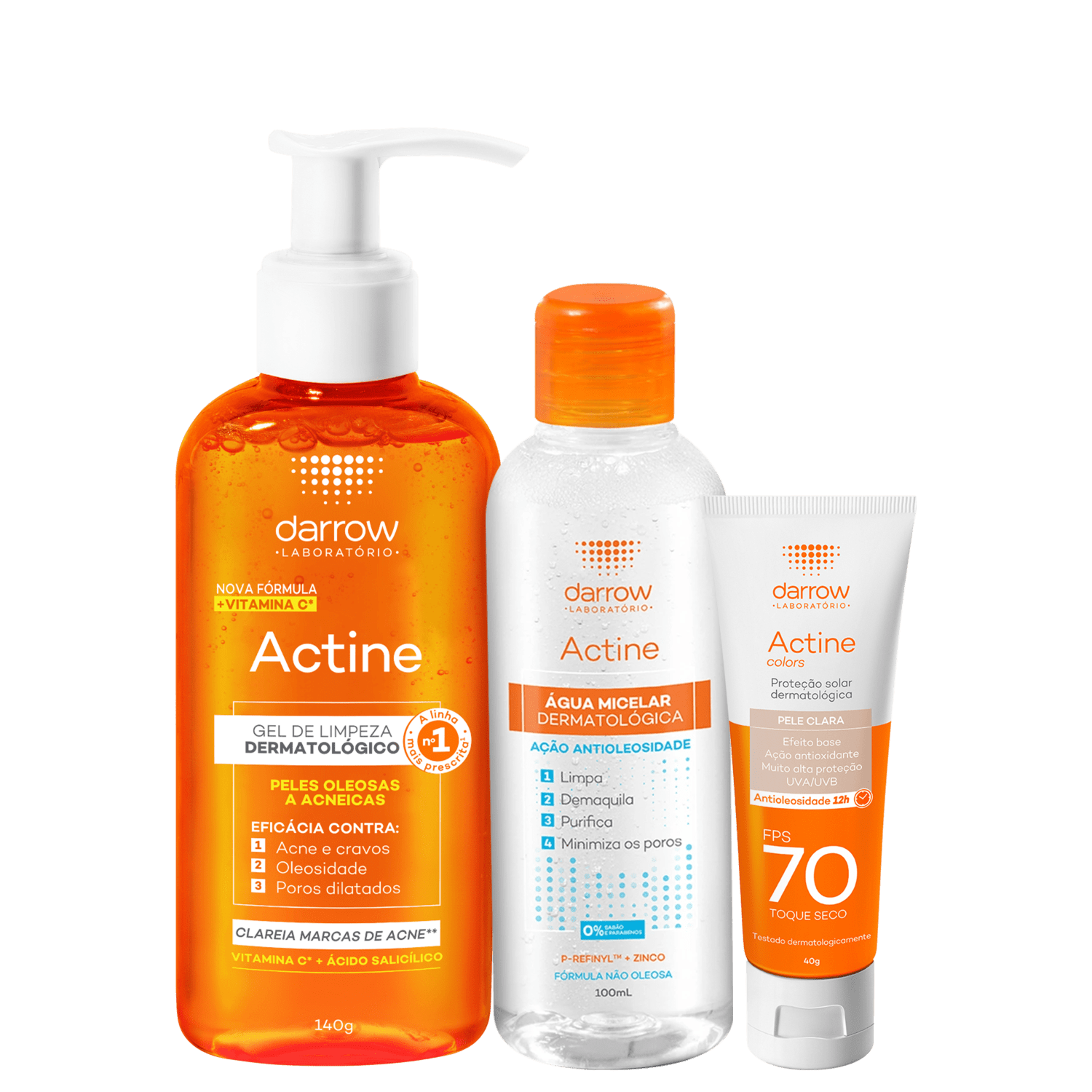 Kit Darrow Actine Pele Clara 3 Produtos