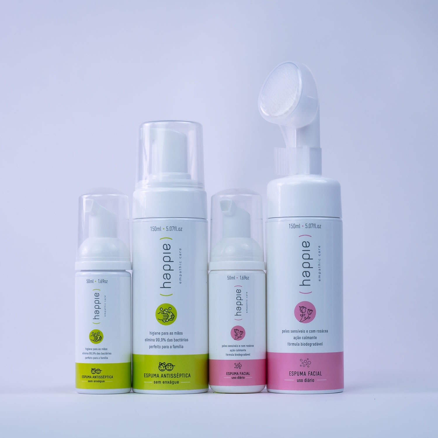 Kit Espumas Antissépticas 150ml e 50ml Espumas Faciais Pele Sensível 150ml e 50ml