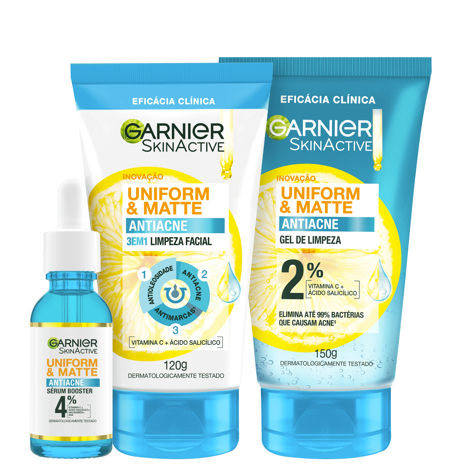 Kit Garnier SkinActive Uniform & Matte Antiacne 3 Produtos
