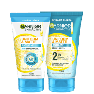 Kit Garnier SkinActive Uniform & Matte Antiacne Limpeza Facial 2 Produtos Kit Garnier SkinActive Uniform & Matte Antiacne Limpeza Facial 2 Produtos