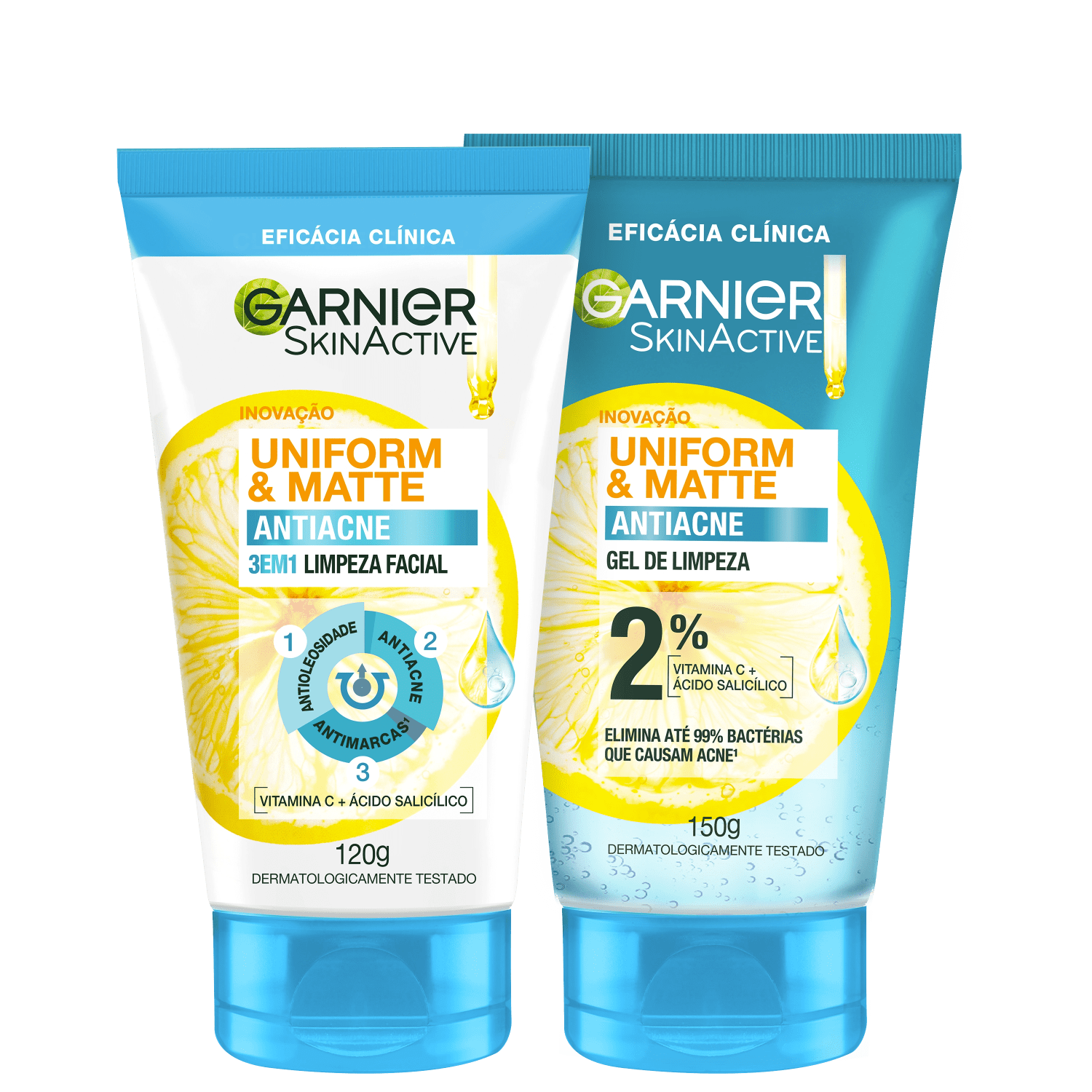 Kit Garnier SkinActive Uniform & Matte Antiacne Limpeza Facial 2 Produtos