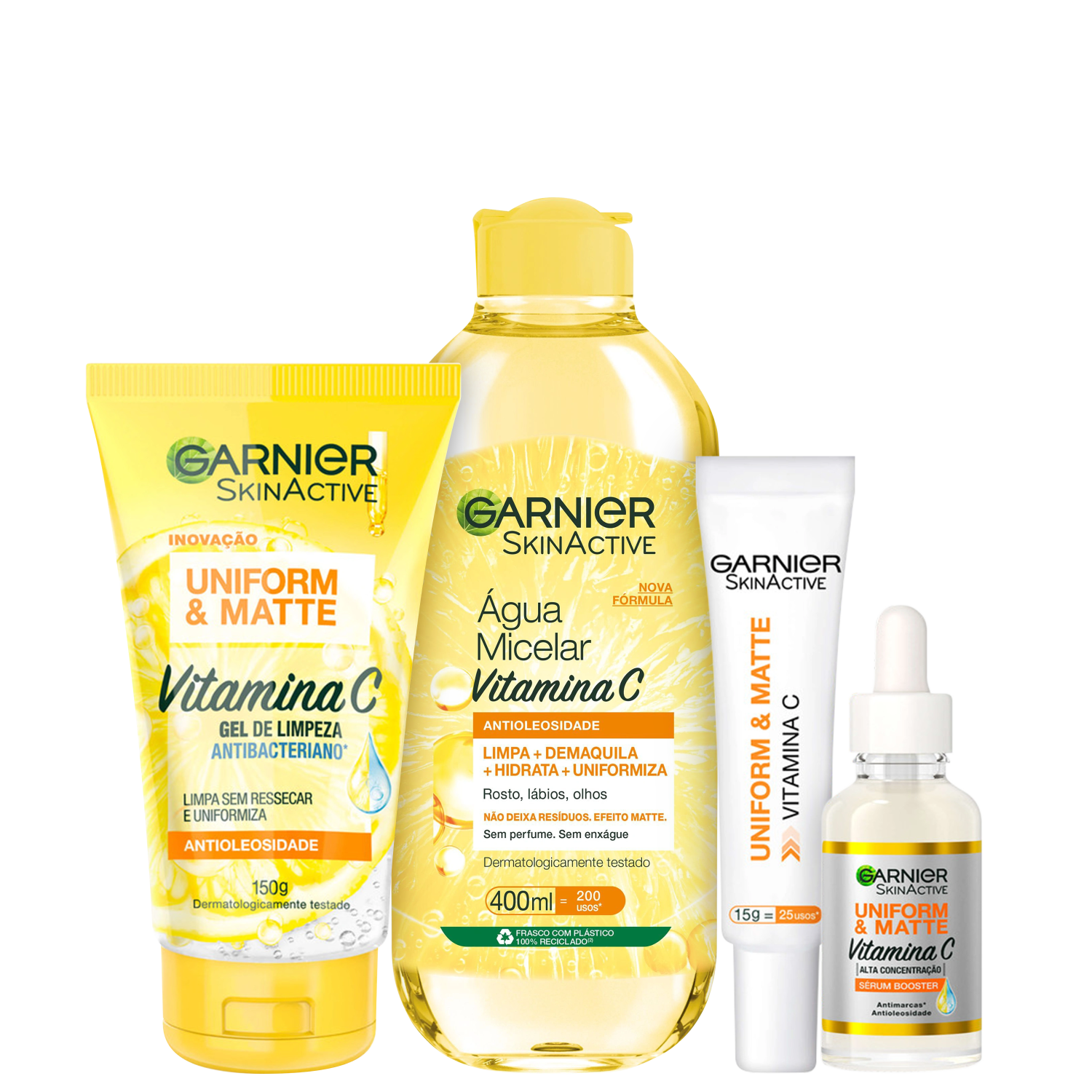 Kit Garnier SkinActive Uniform & Matte Quarteto 4 Produtos