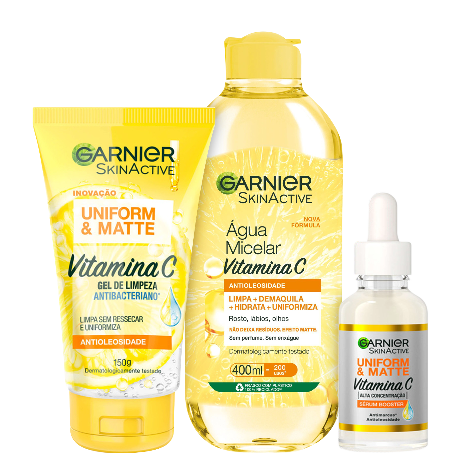 Kit Garnier SkinActive Uniform & Matte Vitamina C 3 Produtos