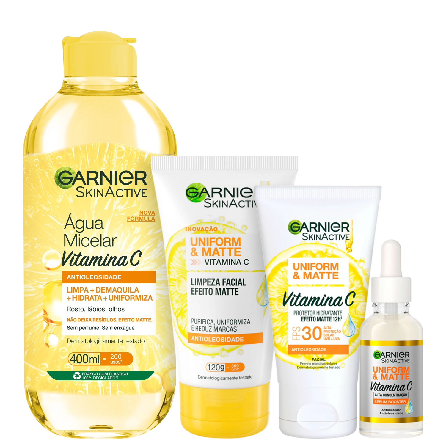Kit Garnier SkinActive Uniform & Matte Vitamina C 4 Produtos