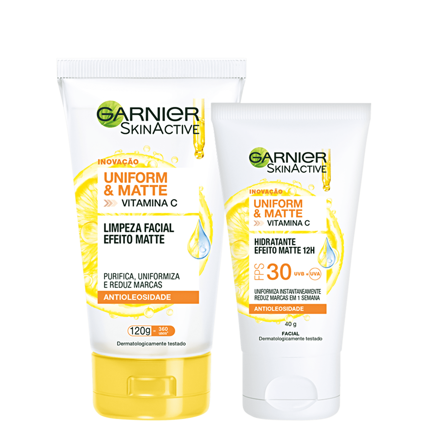 Kit Garnier SkinActive Vitamina C Gel de Limpeza 120g Protetor Hidratante 40g