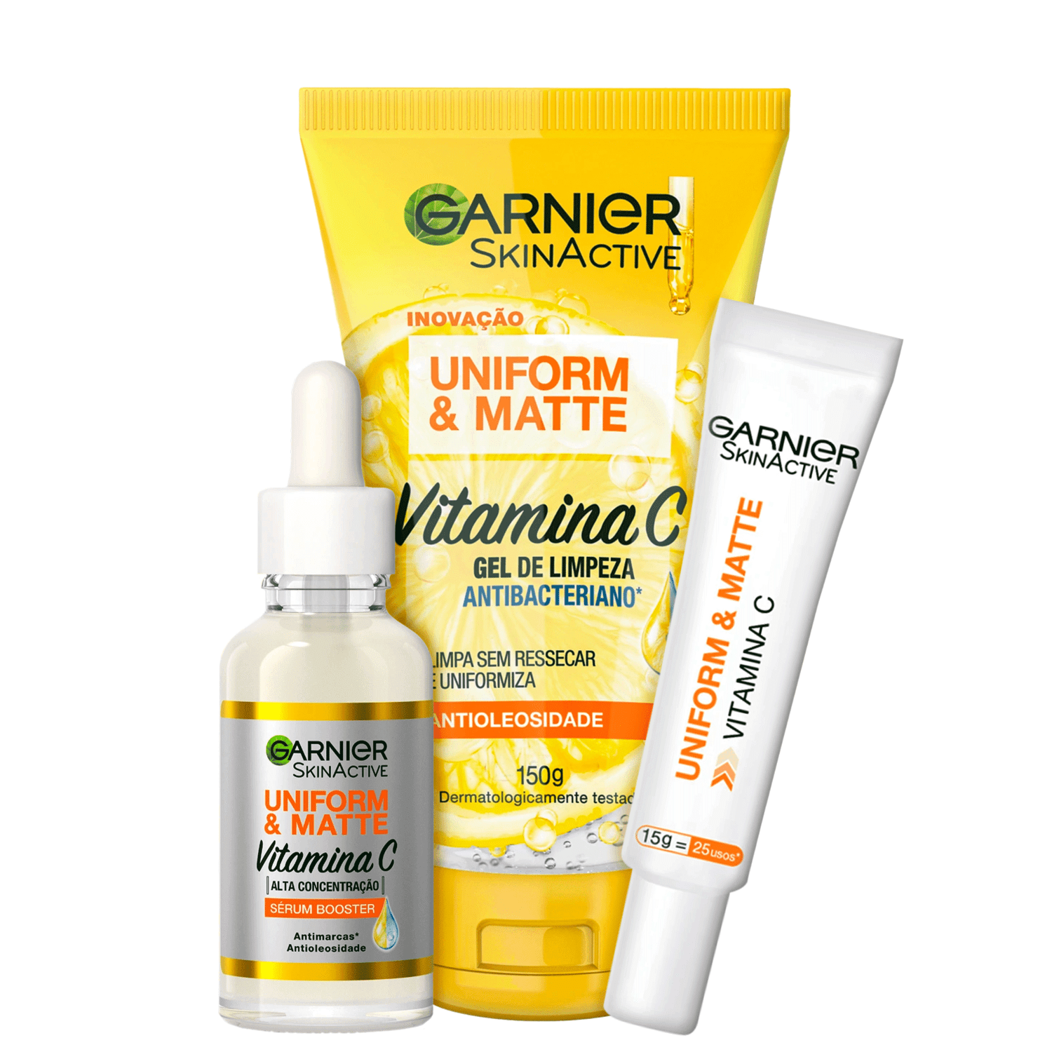 Kit Garnier SkinAtive Uniform & Matte Trio 3 Produtos
