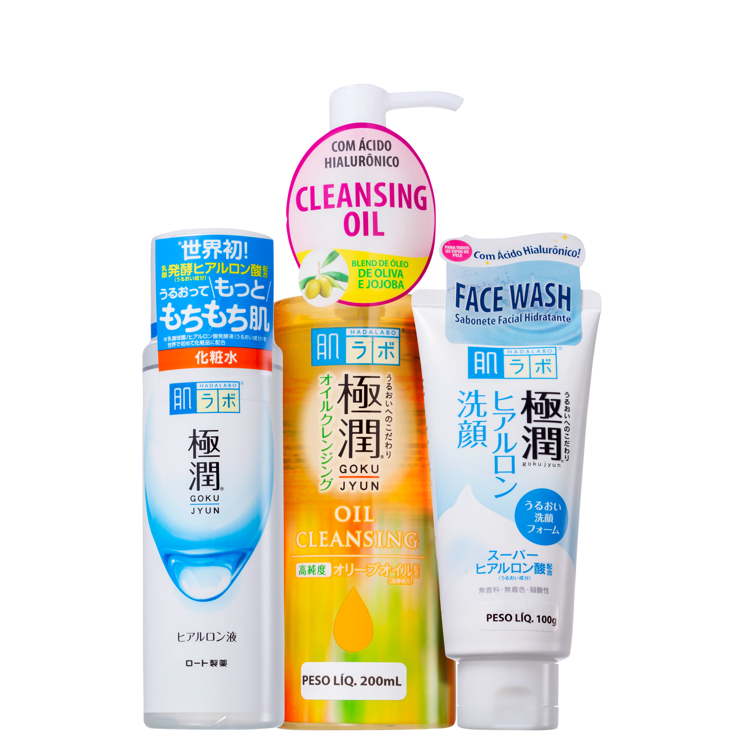 Kit Hada Labo Gokujyun Hidra & Clean 3 Produtos
