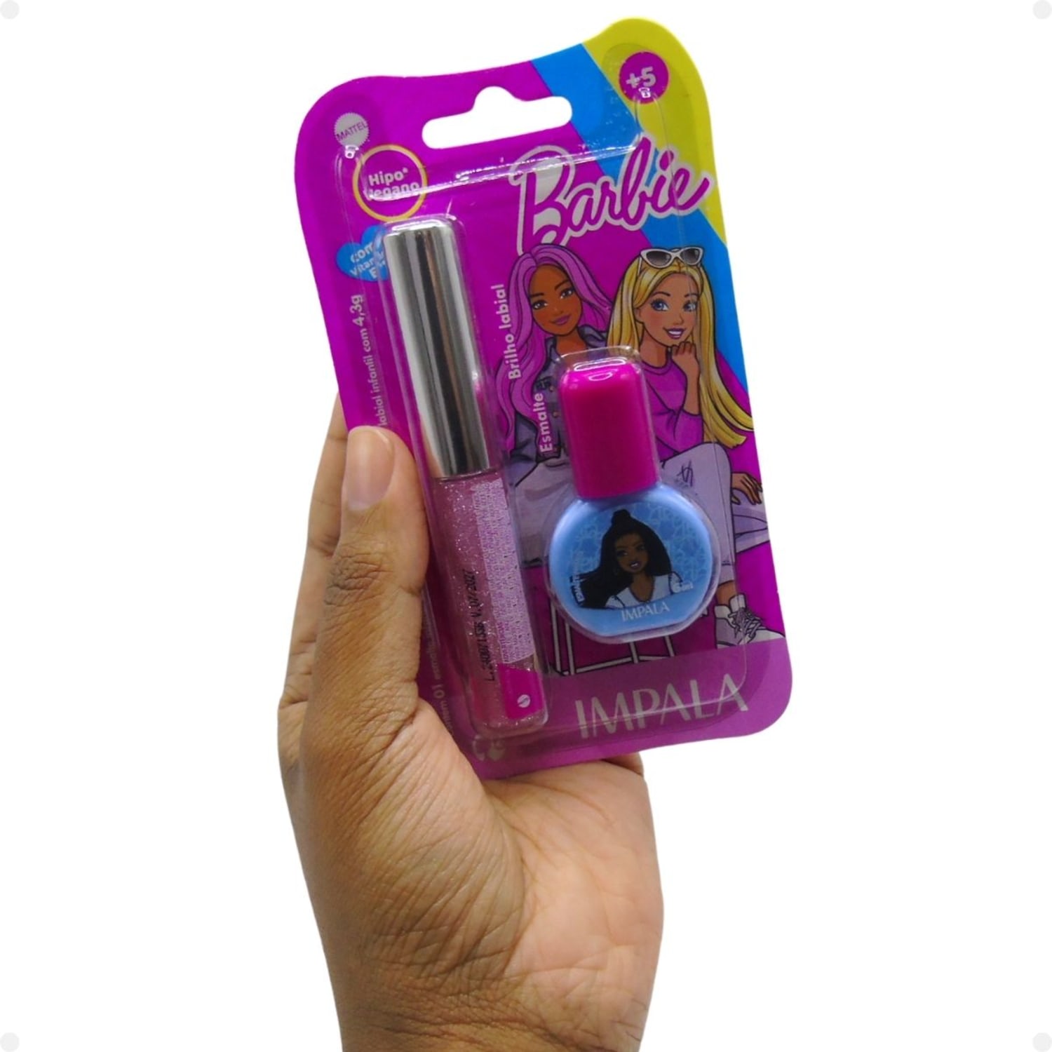 Kit Impala Barbie: 1 Esmalte e 1 Brilho Labial 2un