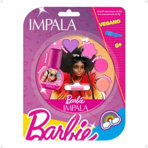 Kit Impala Barbie: 1 Esmalte Icônica e Paleta de Maquiagem Infantil 2un