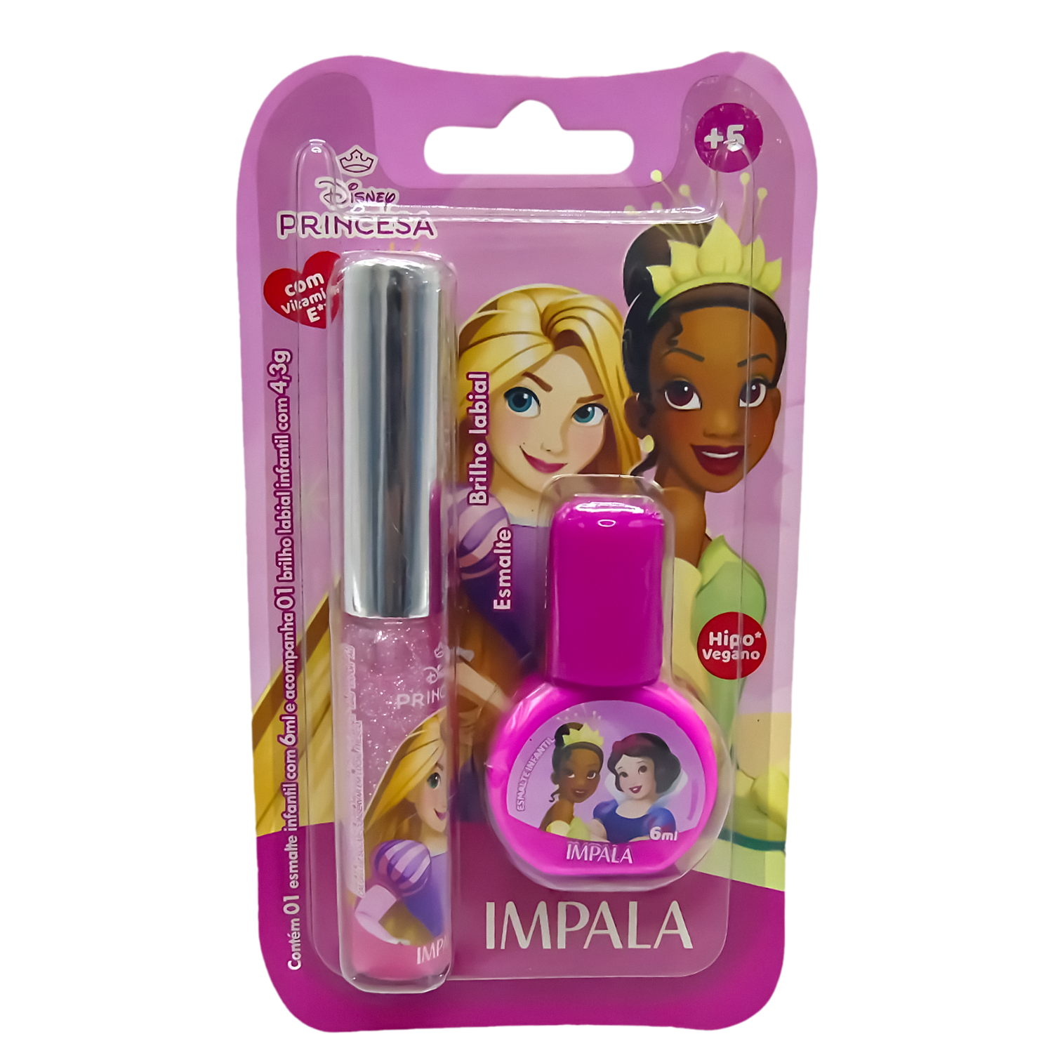 Kit Impala Princesas: 1 Esmalte e 1 Brilho Labial 2un