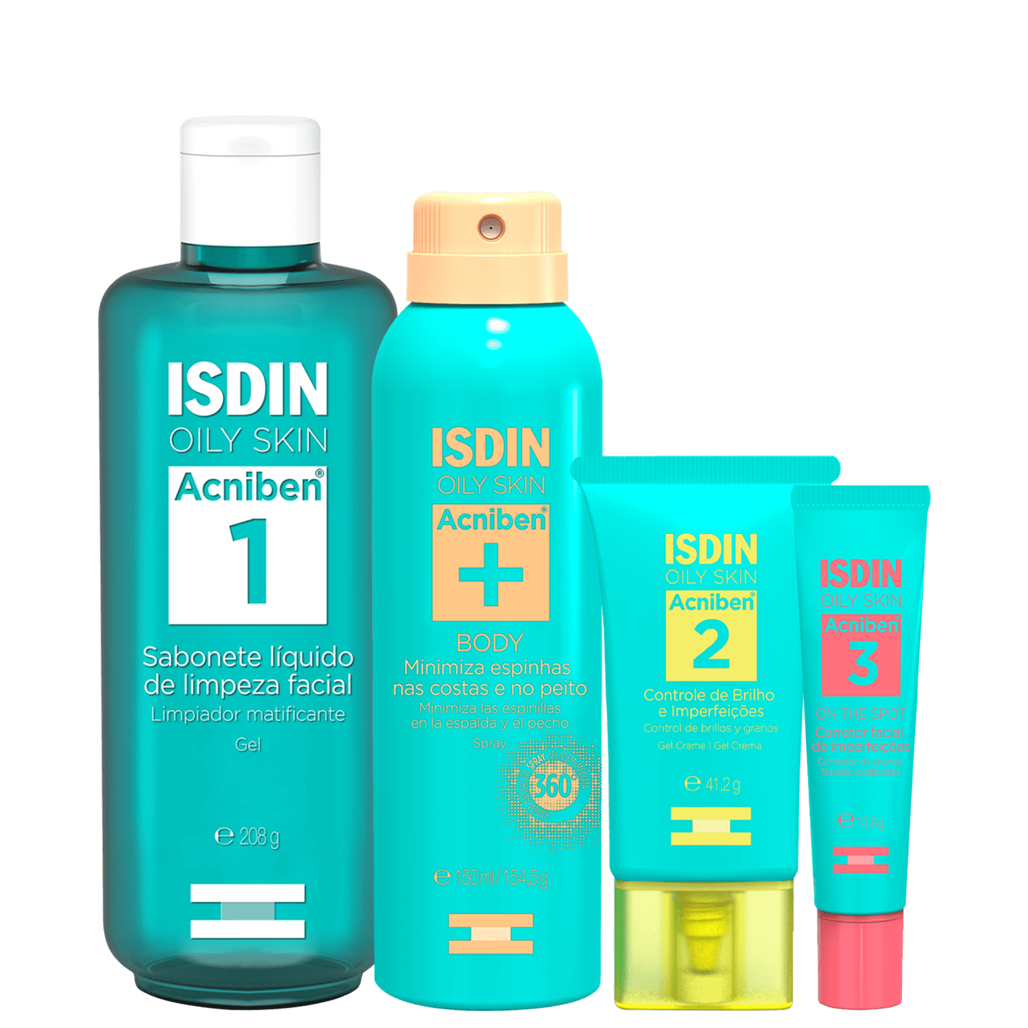 Kit ISDIN Acniben Rotina de Skincare 4 Produtos
