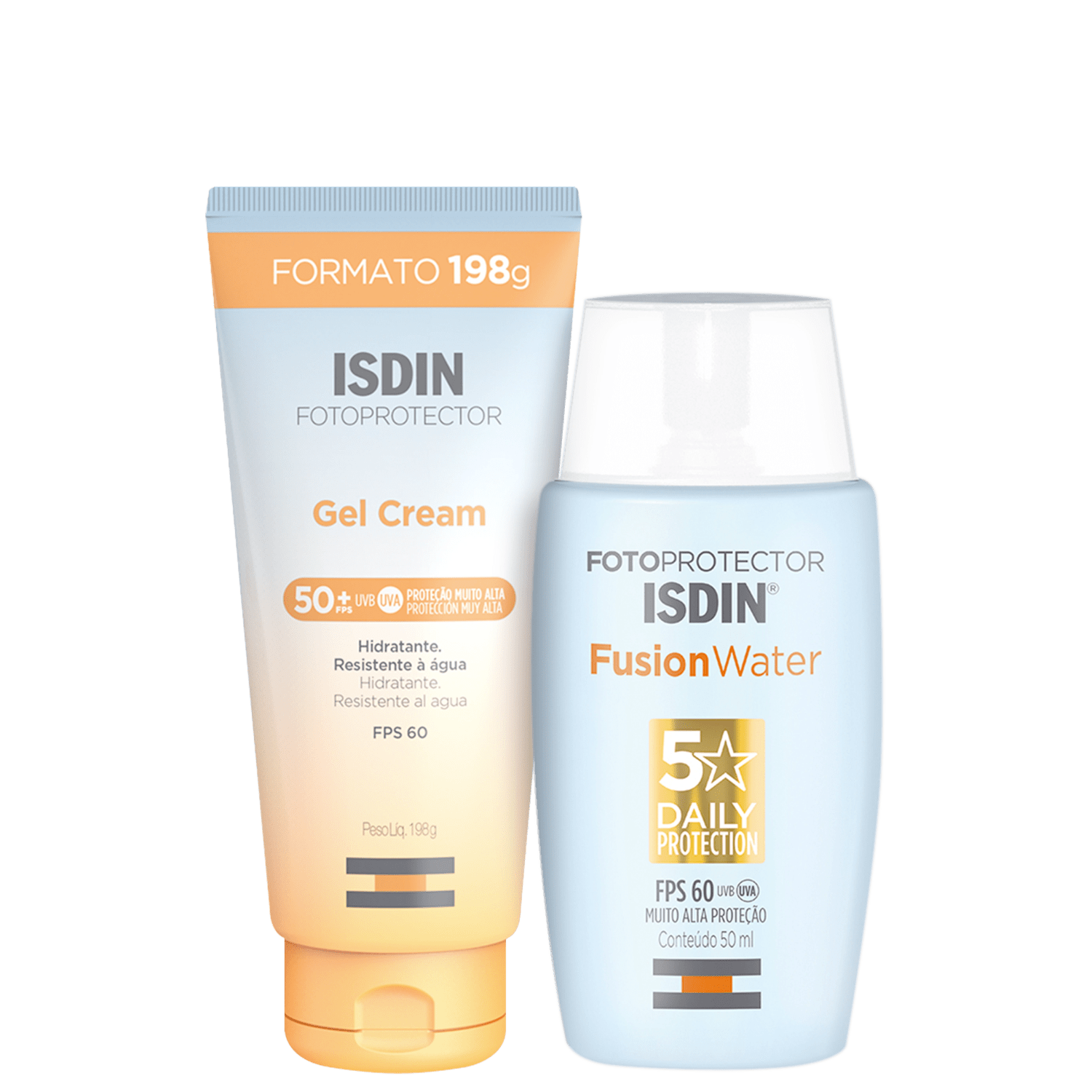 Kit ISDIN Fotoprotector Fusion Water 5 Stars Fotoprotector Gel Cream 2 Produtos