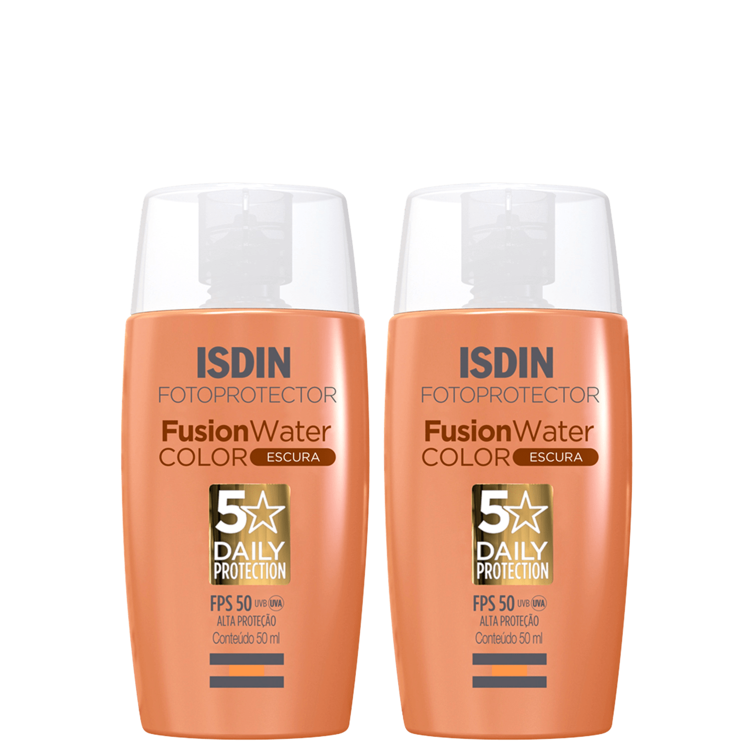 Kit ISDIN Fotoprotector Fusion Water Color 5 Stars FPS 50 Cor Escura 2 Unidades