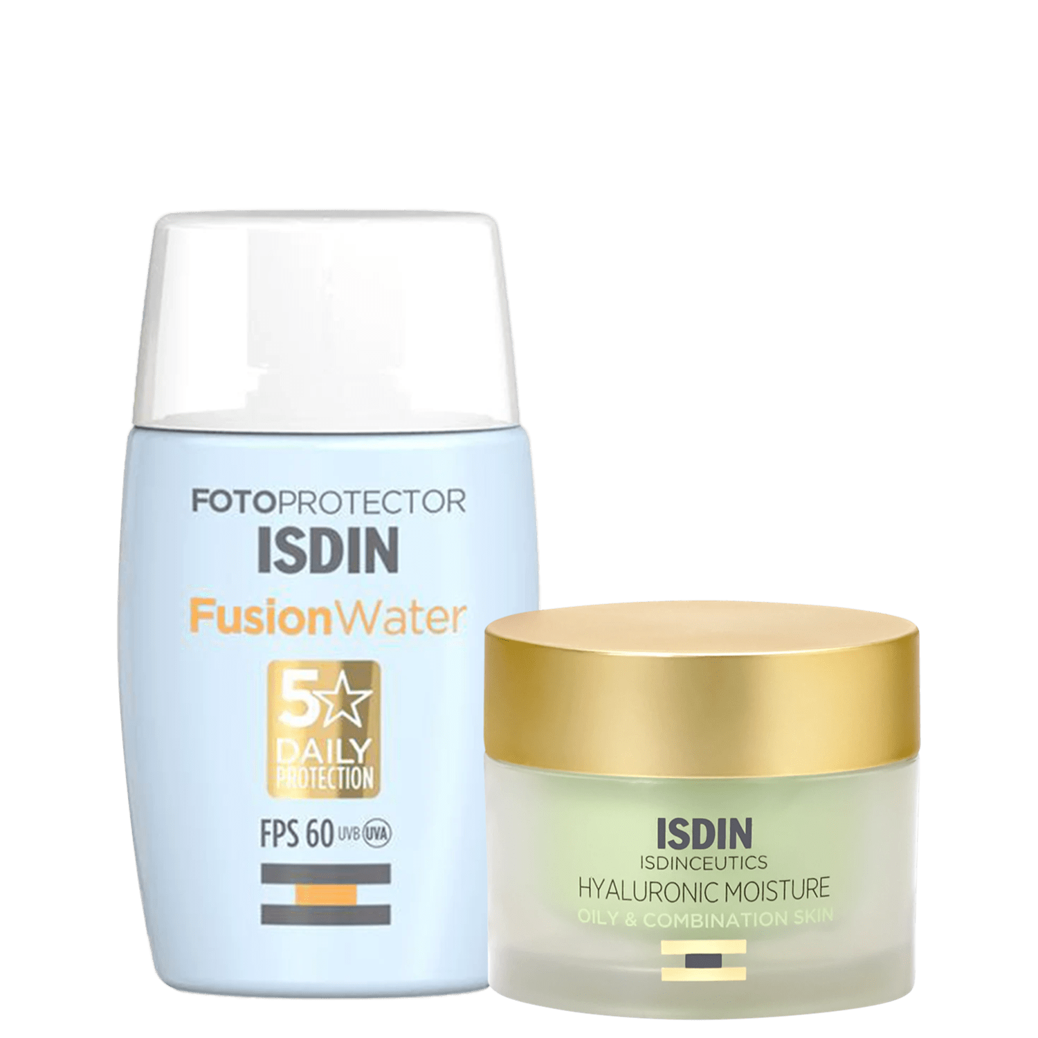 Kit ISDIN Fotoprotector Fusion Water FPS 60 ISDINCEUTICS Hyaluronic Moisture Oily Skin 2 Produtos